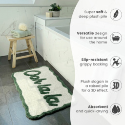 Mooky Mats Ooh La La Slogan Scallop Green and Cream Non Slip Bath Mat 50 x 80cm - Size: 50 x 80 x 1cm - Wilko - thumbnail 6