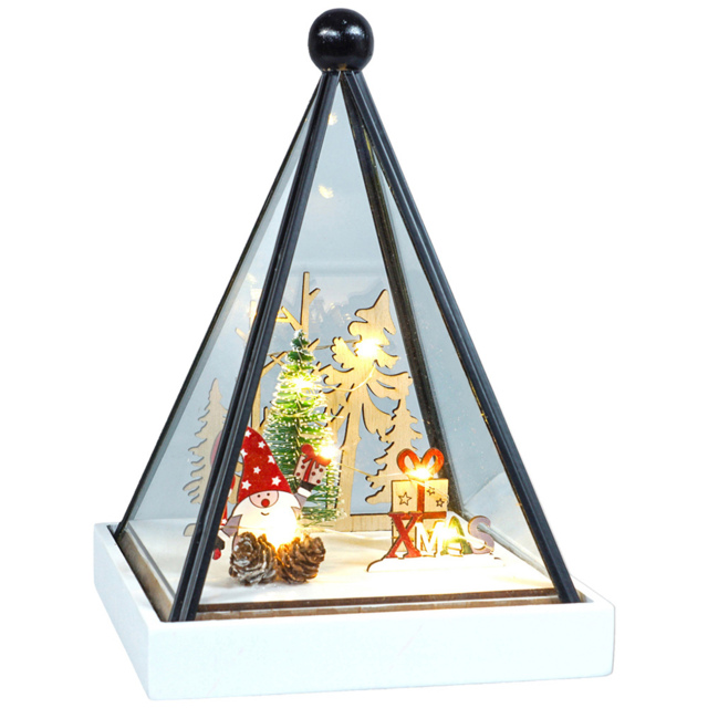 Xmas Haus Multicolour Triangle Hurricane Glass Holder with Gonk Scene - Size: 16 x 16 x 23cm - Wilko - image 1