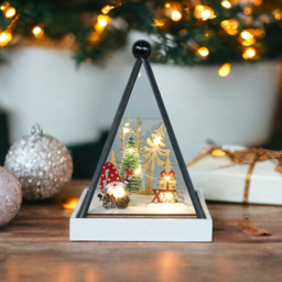 Xmas Haus Multicolour Triangle Hurricane Glass Holder with Gonk Scene - Size: 16 x 16 x 23cm - Wilko - thumbnail 4