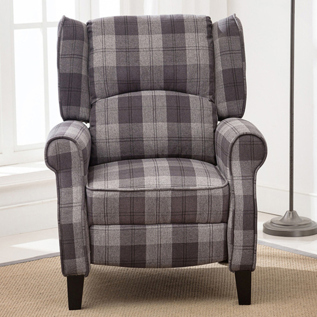 Furniture Online Eaton Charcoal Wing Back Checkered Recliner Chair - Size: 102 x 79.5 x 88cm - Wilko - image 1