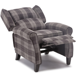 Furniture Online Eaton Charcoal Wing Back Checkered Recliner Chair - Size: 102 x 79.5 x 88cm - Wilko - thumbnail 7