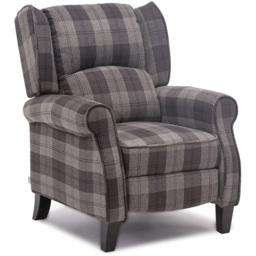 Furniture Online Eaton Charcoal Wing Back Checkered Recliner Chair - Size: 102 x 79.5 x 88cm - Wilko - thumbnail 3