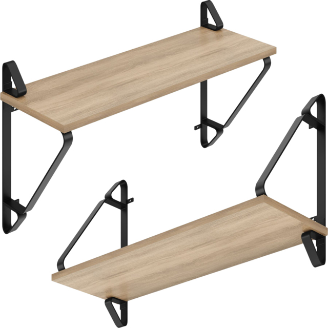 tectake Irvine Light Wood Wall Oak Sonoma Shelf Set of 2 - Size: 33.5 x 20 x 60cm - Brown - Wilko - image 1