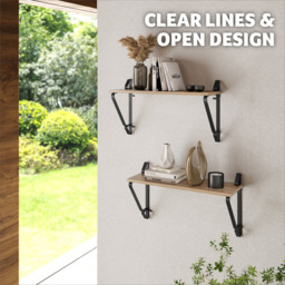 tectake Irvine Light Wood Wall Oak Sonoma Shelf Set of 2 - Size: 33.5 x 20 x 60cm - Brown - Wilko - thumbnail 3