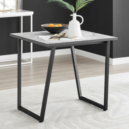 Furniturebox Copeland Cesano Marble Effect 2 Seater Dining Set White Cream and Black - Wilko - thumbnail 3