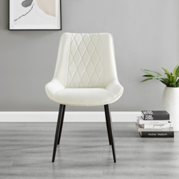Furniturebox Copeland Cesano Marble Effect 2 Seater Dining Set White Cream and Black - Wilko - thumbnail 5