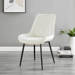 Furniturebox Copeland Cesano Marble Effect 2 Seater Dining Set White Cream and Black - Wilko - thumbnail 4