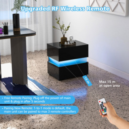 Costway 2 Drawer Black LED Bedside Table - Wilko - thumbnail 6