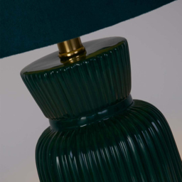 Lighting Collection Romero Suede Effect Fabric Shade Green Ceramic Table Lamp - Size: 30.5 x 23.5 x 23.5cm - Emerald - Wilko - thumbnail 5