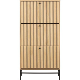 Florence Albany 3 Flip Down Door Oak Shoe Cabinet - Size: 140.4 x 71.6 x 25cm - Multi - Furniture To Go - Wilko - thumbnail 5