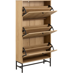 Florence Albany 3 Flip Down Door Oak Shoe Cabinet - Size: 140.4 x 71.6 x 25cm - Multi - Furniture To Go - Wilko - thumbnail 6