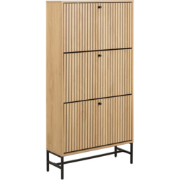 Florence Albany 3 Flip Down Door Oak Shoe Cabinet - Size: 140.4 x 71.6 x 25cm - Multi - Furniture To Go - Wilko - thumbnail 3