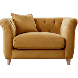 Elsie Chesterfield 6 Seater Ochre Plush Velvet Sofa Suite - Yellow - Wilko - thumbnail 5