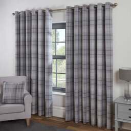 Divante Hatfield Grey Check Blackout Curtains 229 x 229cm - Size: W 228 x D 228cm - Wilko