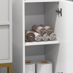 Portland 2 Door 2 Shelf White Gloss Bathroom Cabinet - Size: 30 x 30 x 181.5cm - Wilko - thumbnail 4