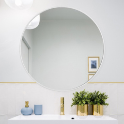 Living and Home White Frame Nordic Wall Mounted Bathroom Mirror 50cm - Size: 50 x 50cm - Wilko - thumbnail 6