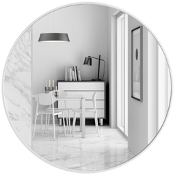 Living and Home White Frame Nordic Wall Mounted Bathroom Mirror 50cm - Size: 50 x 50cm - Wilko - thumbnail 4