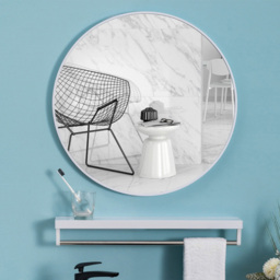 Living and Home White Frame Nordic Wall Mounted Bathroom Mirror 50cm - Size: 50 x 50cm - Wilko - thumbnail 3