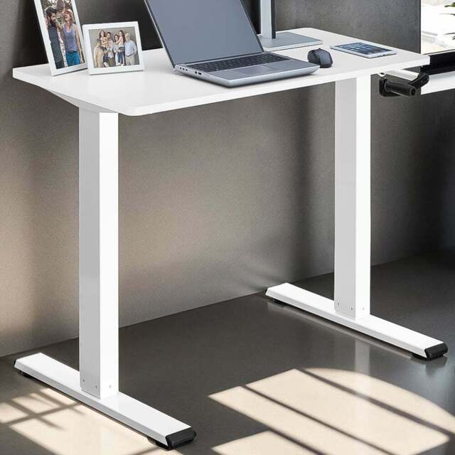 tectake Idun White Sit and Stand Desk - Size: 121 x 129 x 60cm - Wilko - image 1