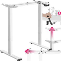 tectake Idun White Sit and Stand Desk - Size: 121 x 129 x 60cm - Wilko - thumbnail 3