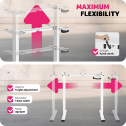 tectake Idun White Sit and Stand Desk - Size: 121 x 129 x 60cm - Wilko - thumbnail 5