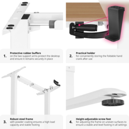 tectake Idun White Sit and Stand Desk - Size: 121 x 129 x 60cm - Wilko - thumbnail 7