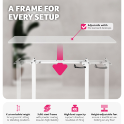 tectake Idun White Sit and Stand Desk - Size: 121 x 129 x 60cm - Wilko - thumbnail 4