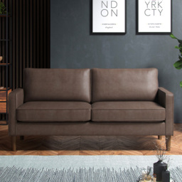 Bexhill 3 Seater Brown Faux Leather Sofa - Wilko