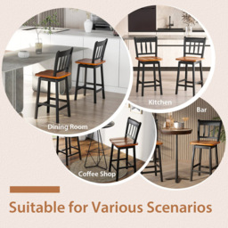Costway Black Swivel Rubber Wood Bar Stool Set of 2 - Size: 102 x 49 x 23cm - Wilko - thumbnail 6