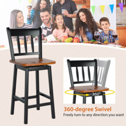 Costway Black Swivel Rubber Wood Bar Stool Set of 2 - Size: 102 x 49 x 23cm - Wilko - thumbnail 4