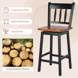 Costway Black Swivel Rubber Wood Bar Stool Set of 2 - Size: 102 x 49 x 23cm - Wilko - thumbnail 5