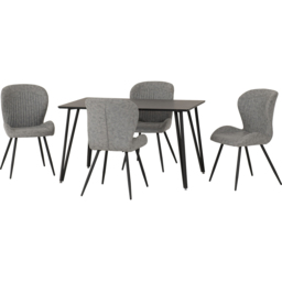 Seconique Marlow and Quebec 4 Seater Dining Set Black Marble and Grey PU - Black Marble/Grey Pu - Wilko - thumbnail 4