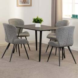 Seconique Marlow and Quebec 4 Seater Dining Set Black Marble and Grey PU - Black Marble/Grey Pu - Wilko - thumbnail 1