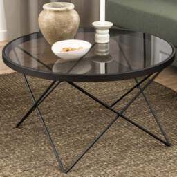 Florence Cuxton Black Smoked Glass Top Coffee Table - Furniture To Go - Wilko - thumbnail 1
