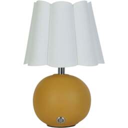Lighting Collection Kern Ochre Ceramic Rechargeable LED Table Lamp - Size: 34 x 20.5 x 20.5cm - Mustard and Chrome - Wilko