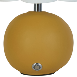 Lighting Collection Kern Ochre Ceramic Rechargeable LED Table Lamp - Size: 34 x 20.5 x 20.5cm - Mustard and Chrome - Wilko - thumbnail 4