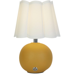 Lighting Collection Kern Ochre Ceramic Rechargeable LED Table Lamp - Size: 34 x 20.5 x 20.5cm - Mustard and Chrome - Wilko - thumbnail 3