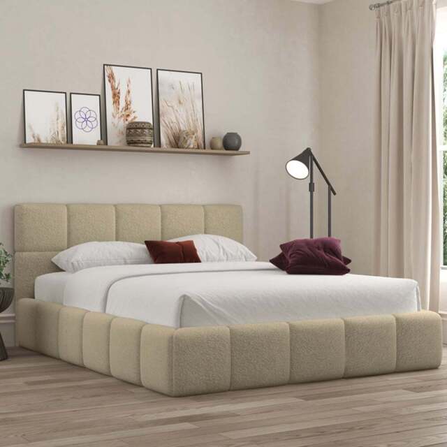DS Living Ovella King Size Latte Cubed Bed Frame - Brown - Wilko - image 1