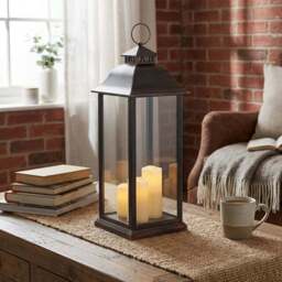 Frosted Fairytale Black Copper Brush Triple LED Lantern - Size: 25 x 66 x 25cm - Wilko - thumbnail 4