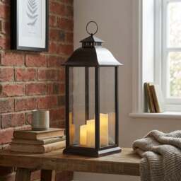 Frosted Fairytale Black Copper Brush Triple LED Lantern - Size: 25 x 66 x 25cm - Wilko - thumbnail 7