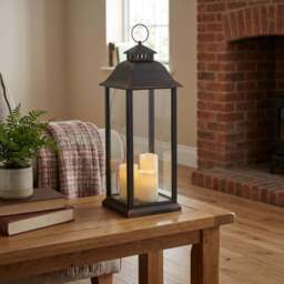 Frosted Fairytale Black Copper Brush Triple LED Lantern - Size: 25 x 66 x 25cm - Wilko - thumbnail 6