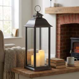 Frosted Fairytale Black Copper Brush Triple LED Lantern - Size: 25 x 66 x 25cm - Wilko - thumbnail 3