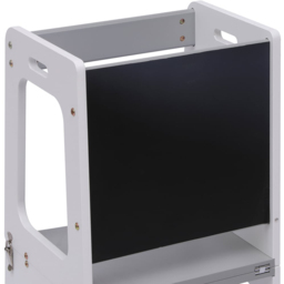 FurnitureHMD 2-in-1 White and Grey Kids Wooden Kitchen Step Stool with Blackboard and Safety Rail - Size: 84 x 57 x 45cm - White+Grey - Wilko - thumbnail 7