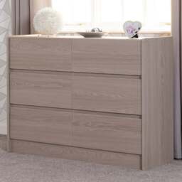 Seconique Paris 6 Drawer Smoked Ash Effect Chest of Drawers - Brown - Wilko - thumbnail 1