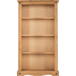 Seconique Corona 4 Shelf Distressed Waxed Pine Medium Bookcase - Brown - Wilko - thumbnail 4
