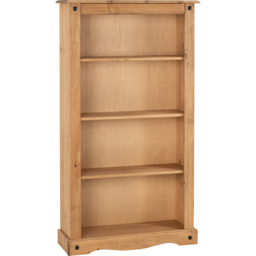 Seconique Corona 4 Shelf Distressed Waxed Pine Medium Bookcase - Brown - Wilko - thumbnail 3