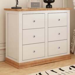 Cabinet Bits Trevi 6 Drawer White Chrome Knob Chest of Drawers - Wilko