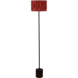 Lighting Collection Castell Red Raffia Floor Lamp - Size: 121 x 143 x 32cm - Black and Pink - Wilko