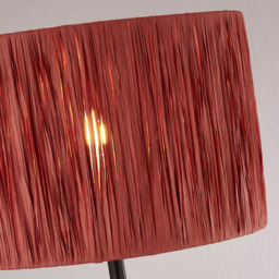 Lighting Collection Castell Red Raffia Floor Lamp - Size: 121 x 143 x 32cm - Black and Pink - Wilko - thumbnail 5