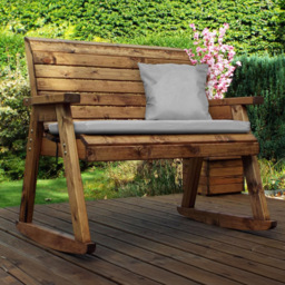 Charles Taylor 2 Seater Rocker Bench with Grey Cushions - Wilko